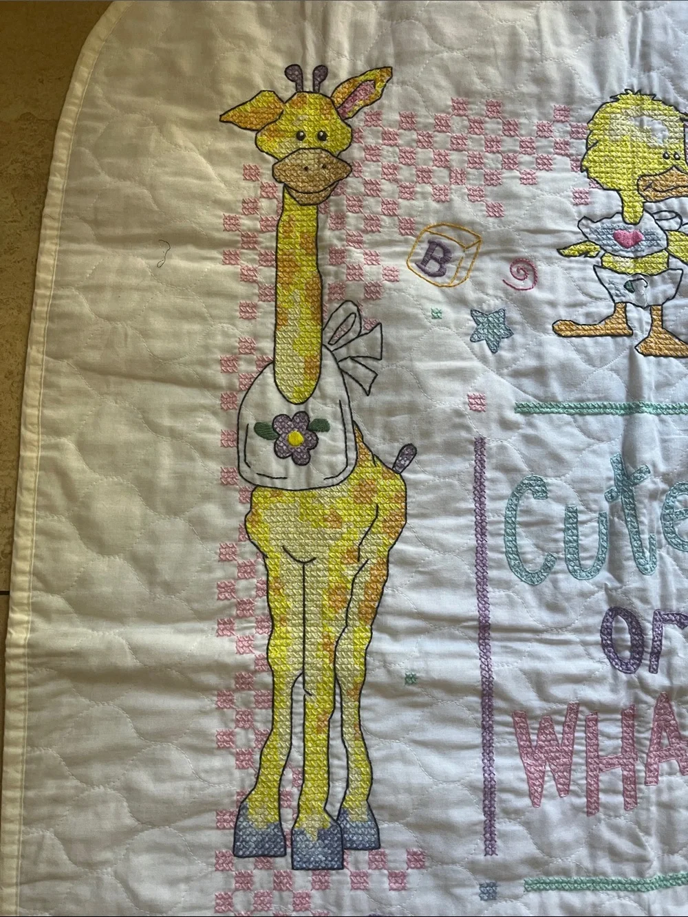 Handmade Cross Stitch Quilt Approx. 34” x 43”